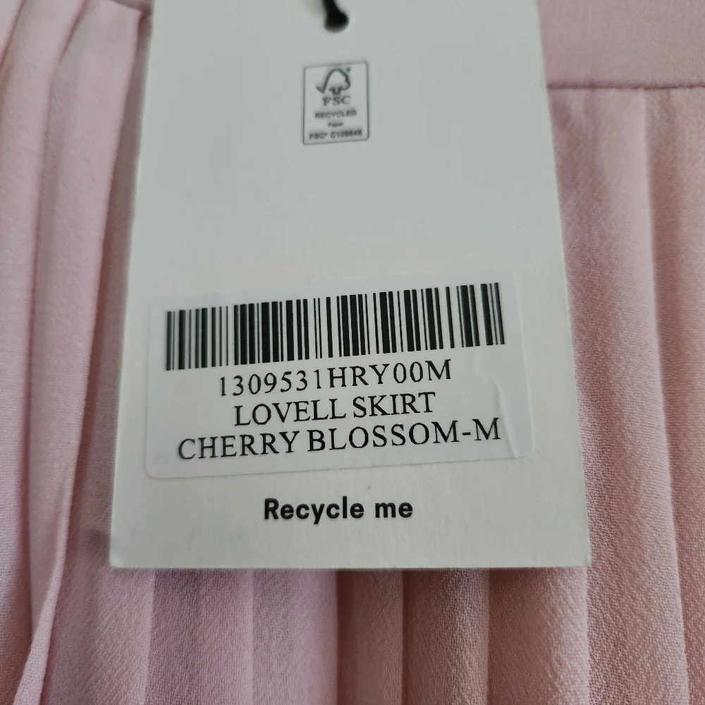 REFORMATION PINK LOVELL BLOSSOM CHERRY PLEATED MINI SKIRT Med NWT - Picture 4 of 11